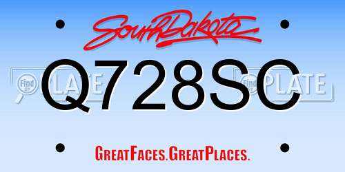 Q728SC South Dakota License Plate