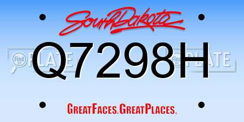 Q7298H South Dakota License Plate