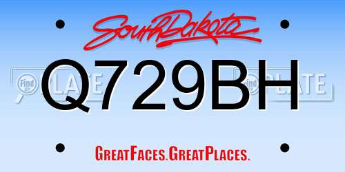 Q729BH South Dakota License Plate
