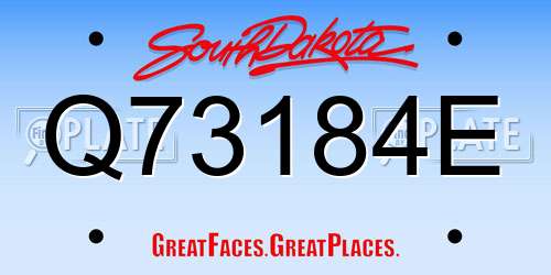 Q73184E South Dakota License Plate
