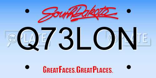 Q73LON South Dakota License Plate