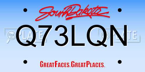 Q73LQN South Dakota License Plate