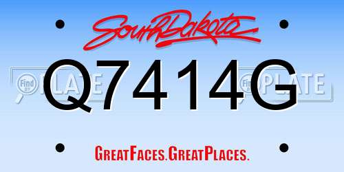 Q7414G South Dakota License Plate