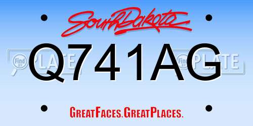 Q741AG South Dakota License Plate