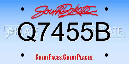 Q7455B South Dakota License Plate