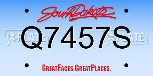 Q7457S South Dakota License Plate