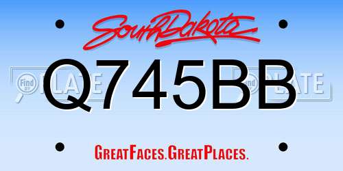 Q745BB South Dakota License Plate