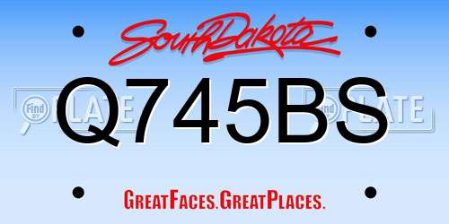 Q745BS South Dakota License Plate