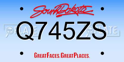 Q745ZS South Dakota License Plate