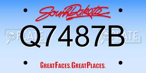 Q7487B South Dakota License Plate