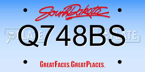 Q748BS South Dakota License Plate