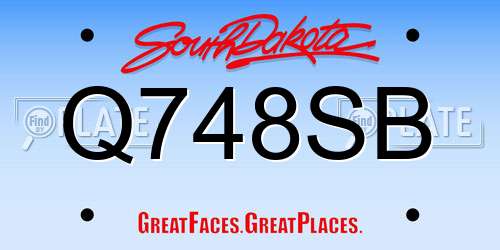 Q748SB South Dakota License Plate