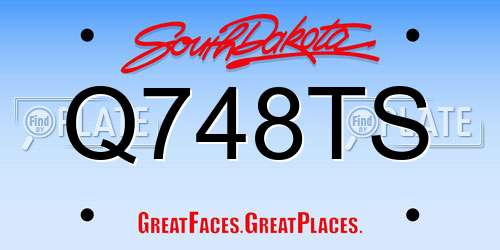 Q748TS South Dakota License Plate