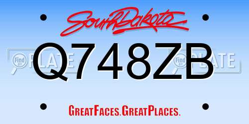 Q748ZB South Dakota License Plate
