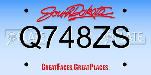 Q748ZS South Dakota License Plate