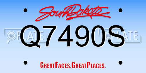Q7490S South Dakota License Plate