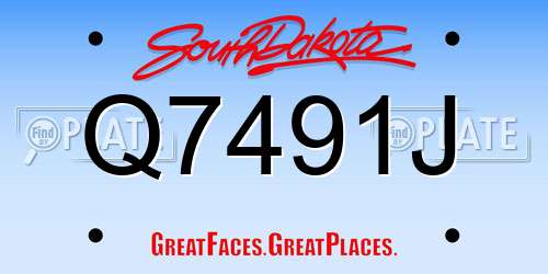 Q7491J South Dakota License Plate