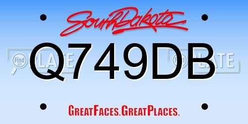 Q749DB South Dakota License Plate