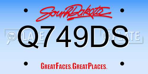 Q749DS South Dakota License Plate