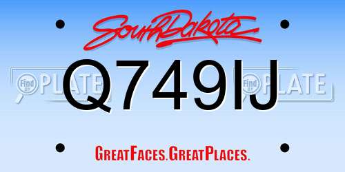 Q749IJ South Dakota License Plate