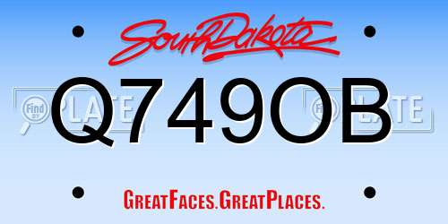 Q749OB South Dakota License Plate