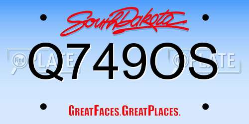 Q749OS South Dakota License Plate