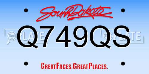 Q749QS South Dakota License Plate