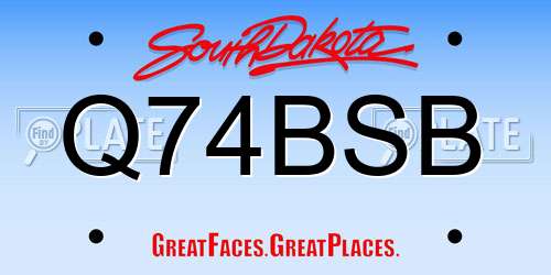 Q74BSB South Dakota License Plate