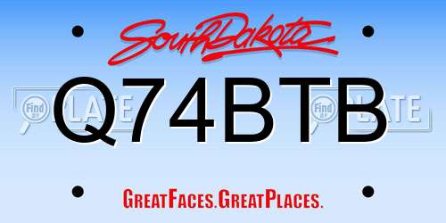 Q74BTB South Dakota License Plate