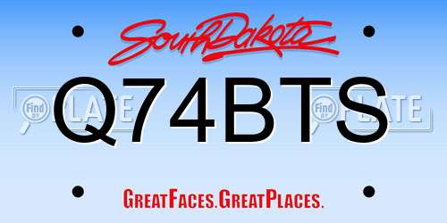 Q74BTS South Dakota License Plate