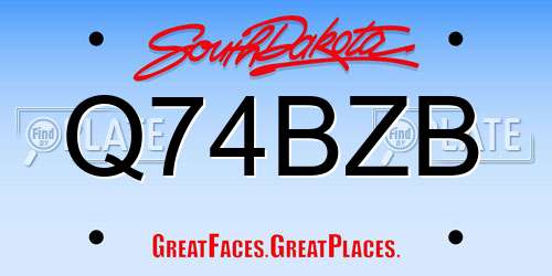 Q74BZB South Dakota License Plate