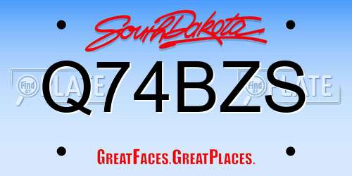 Q74BZS South Dakota License Plate