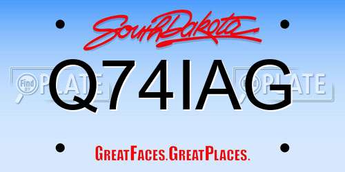 Q74IAG South Dakota License Plate