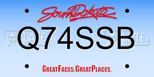 Q74SSB South Dakota License Plate