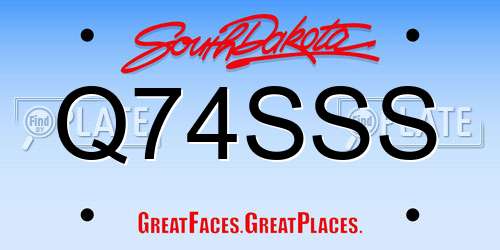 Q74SSS South Dakota License Plate