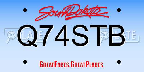 Q74STB South Dakota License Plate