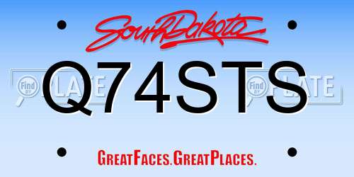 Q74STS South Dakota License Plate