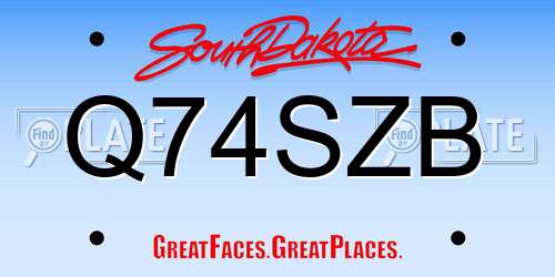 Q74SZB South Dakota License Plate