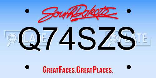 Q74SZS South Dakota License Plate