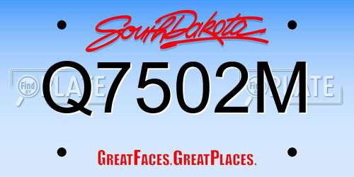 Q7502M South Dakota License Plate