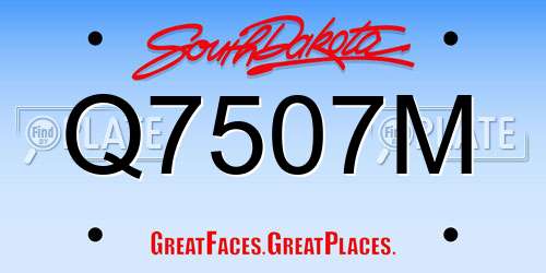 Q7507M South Dakota License Plate