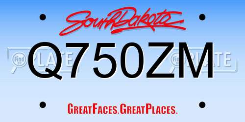 Q750ZM South Dakota License Plate