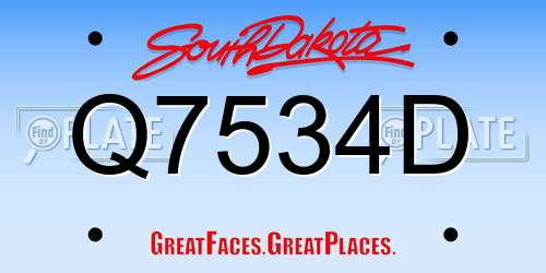 Q7534D South Dakota License Plate