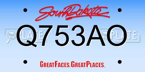 Q753AO South Dakota License Plate