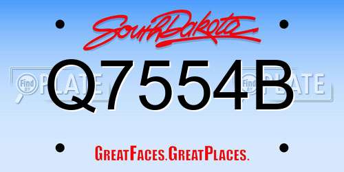 Q7554B South Dakota License Plate
