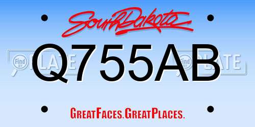 Q755AB South Dakota License Plate