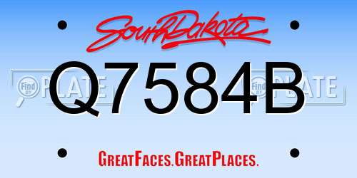 Q7584B South Dakota License Plate