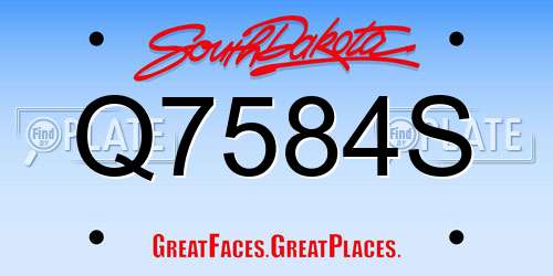 Q7584S South Dakota License Plate