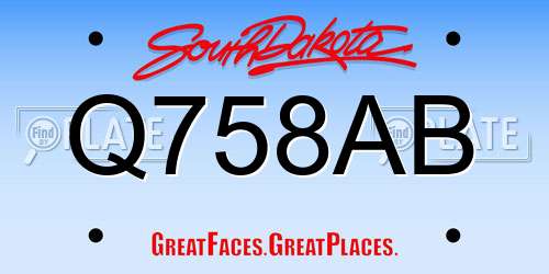 Q758AB South Dakota License Plate