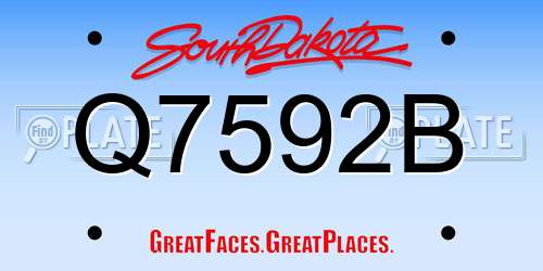 Q7592B South Dakota License Plate